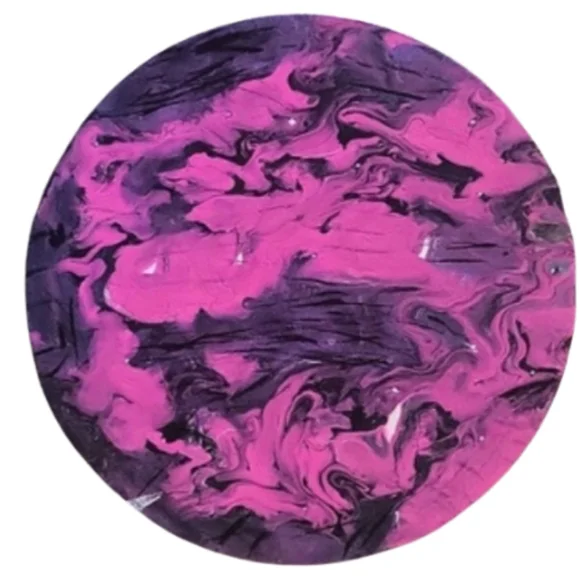 Hand Crafted Pink and Black Abstract Design Round  12 x12 Inches Canvas Painting - Picture 4 of 4